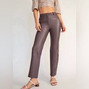 Aritzia Wilfred Melina Faux Leather Pant in Sparrow Taupe Size 2